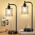 Industrial Desk Lamps 2 Pack Dimmable With USB C Ports