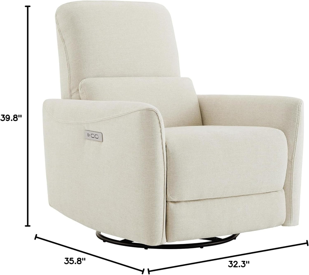Power Recliner Chair With Linen Upholstery Lumbar Support