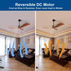 52 Inch Low Profile Ceiling Fan With Remote Indoor Outdoor