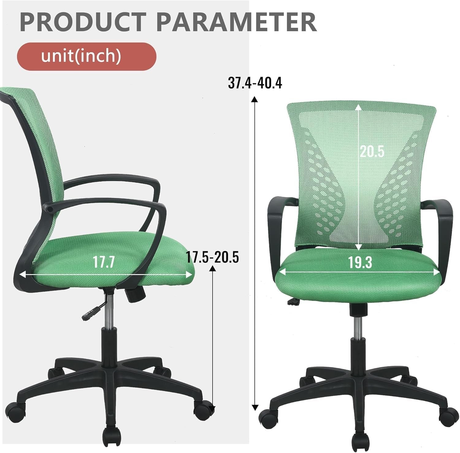 Green Ergonomic Mesh Office Chair With Lumbar Support
