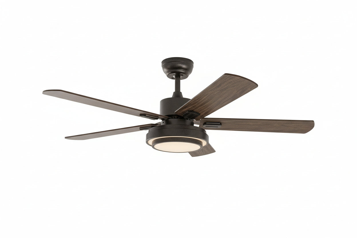 52 Inch Black Ceiling Fan With Lights Remote Control
