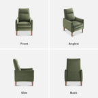 Arthur Olive Green Velvet Recliner Chair With 3 Positions