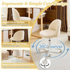 Armless Teddy Fleece Office Chair With Wheels – Creamy Beige