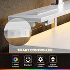 White 47 Inch LED Gaming Desk With 6 Drawers USB Type C