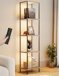 Display Shelf Floor Lamp With RGBW Light Gray Five Tier