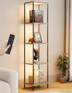 Display Shelf Floor Lamp With RGBW Light Gray Five Tier
