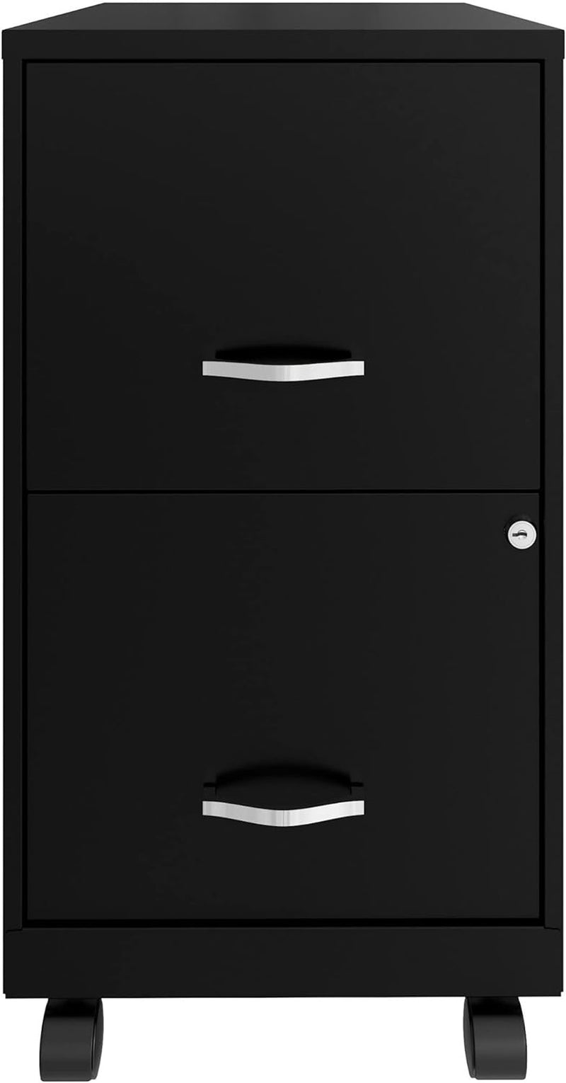 Two-Drawer Mobile File Cabinet Black With Locking Drawers 14.2 X 18 X