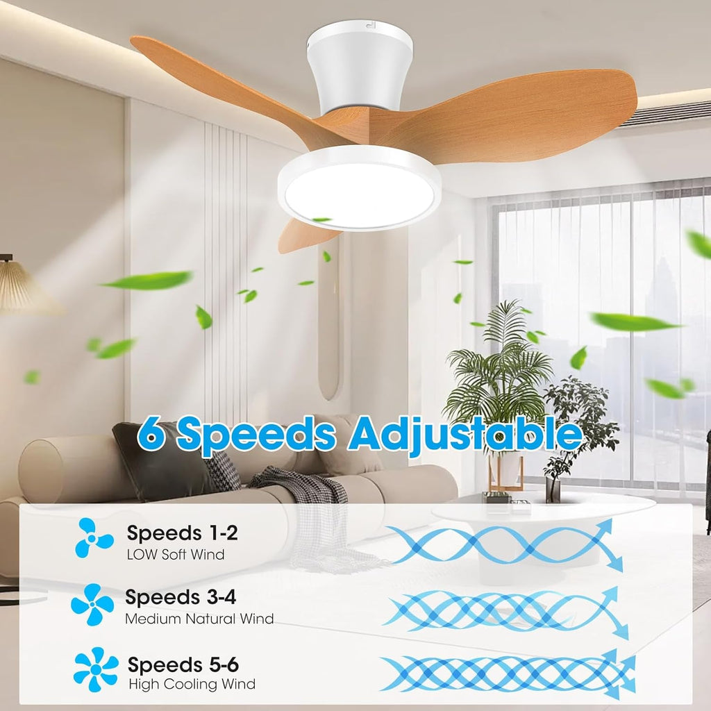 32 Inch Quiet Ceiling Fan With LED Light – Remote Control
