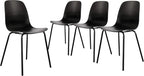 Set Of 4 Matte Black Dining Chairs With Ergonomic Back