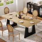 Oak And Black Rustic Dining Table 70.9 Inch For 6 To 8 People