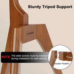 Wood Easel TV Stand For 45 To 65 Inch TVs Walnut Floor