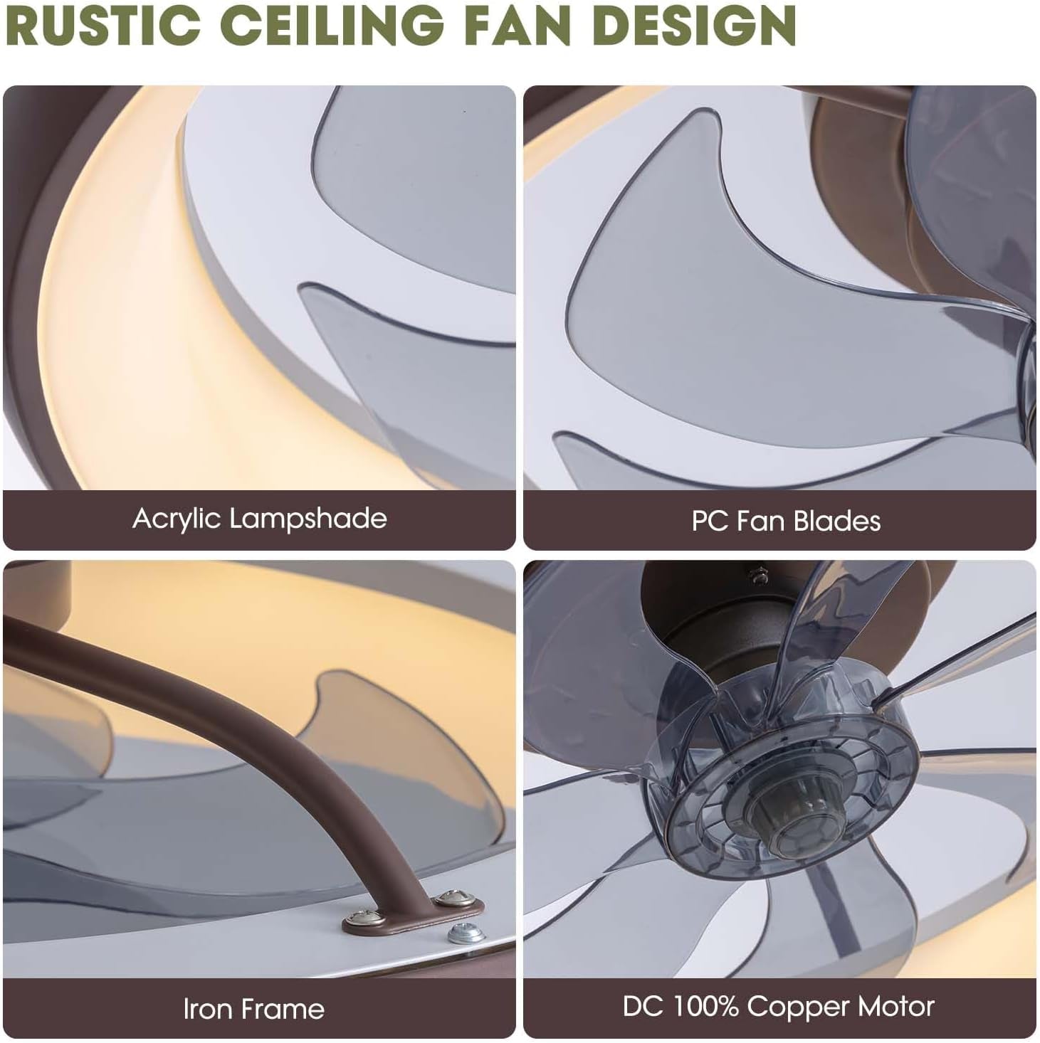 20 Inch Ceiling Fan With Dimmable Led Lights And Remote