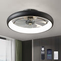 20 Inch Black Flush Mount Ceiling Fan With Dimmable Lights