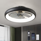 20 Inch Black Flush Mount Ceiling Fan With Dimmable Lights