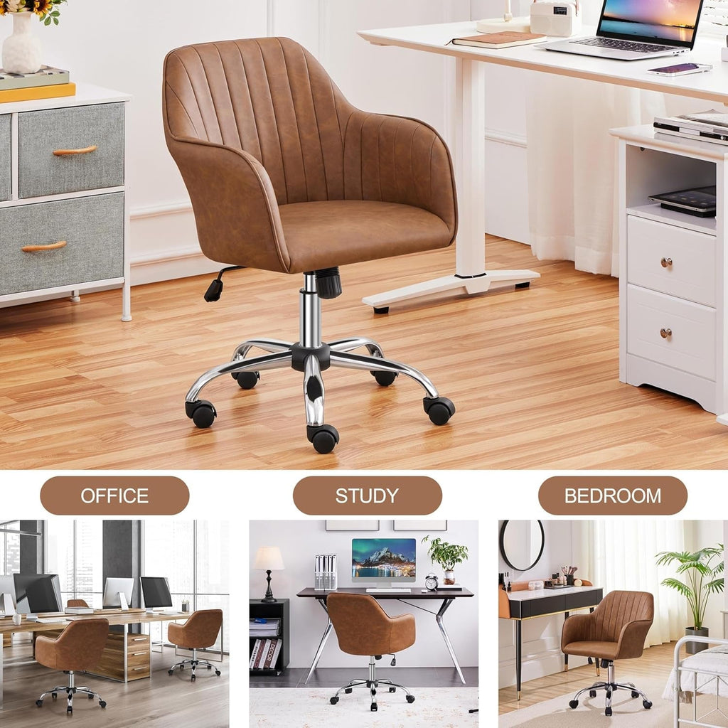 Brown Ergonomic Chair With Adjustable Height