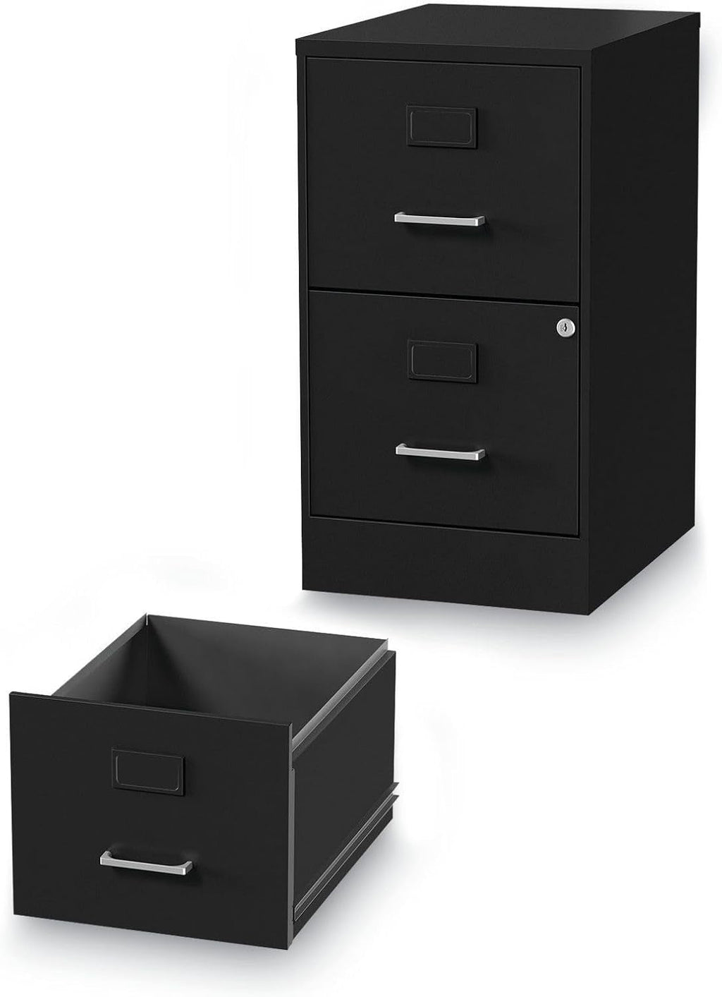 Soho Two Drawer Vertical Letter File Cabinet Black With Key Lock 14 x