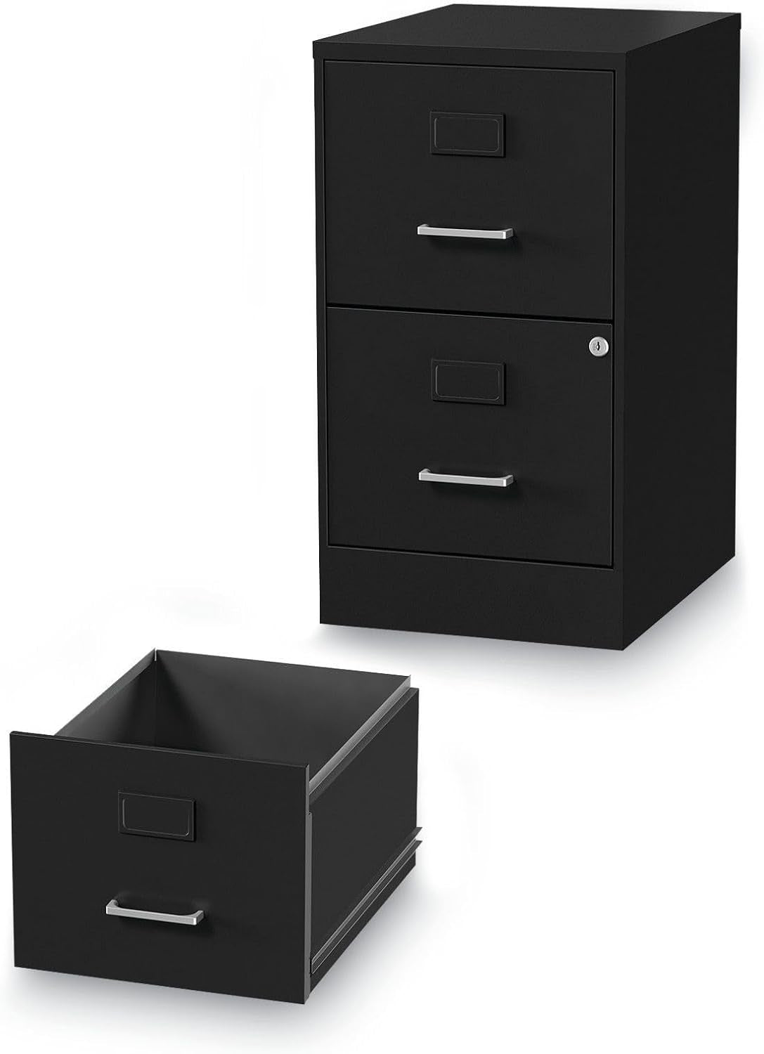 Soho Two Drawer Vertical Letter File Cabinet Black With Key Lock 14 x
