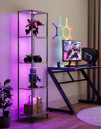 Display Shelf Floor Lamp With RGBW Light Gray Five Tier