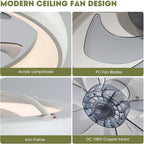 20 Inch Flush Mount Ceiling Fan With Smart Control