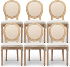 Oval Back Rattan Upholstered Dining Chairs Set Of 6 Beige With Wood