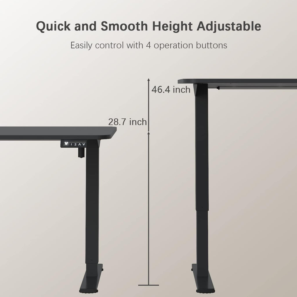 Electric Height Adjustable Standing Desk 55 X 24 Inches
