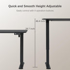 Electric Height Adjustable Standing Desk 55 X 24 Inches