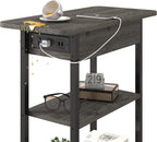 End Table With Charging Station And Flip Top Dark Grey For Small