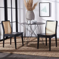 Black Dining Chairs With Natural Rattan Back — Set of 2