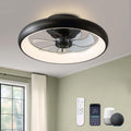 20 Inch Black Flush Mount Smart Ceiling Fan With LED Lights