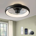 20 Inch Black Flush Mount Smart Ceiling Fan With LED Lights