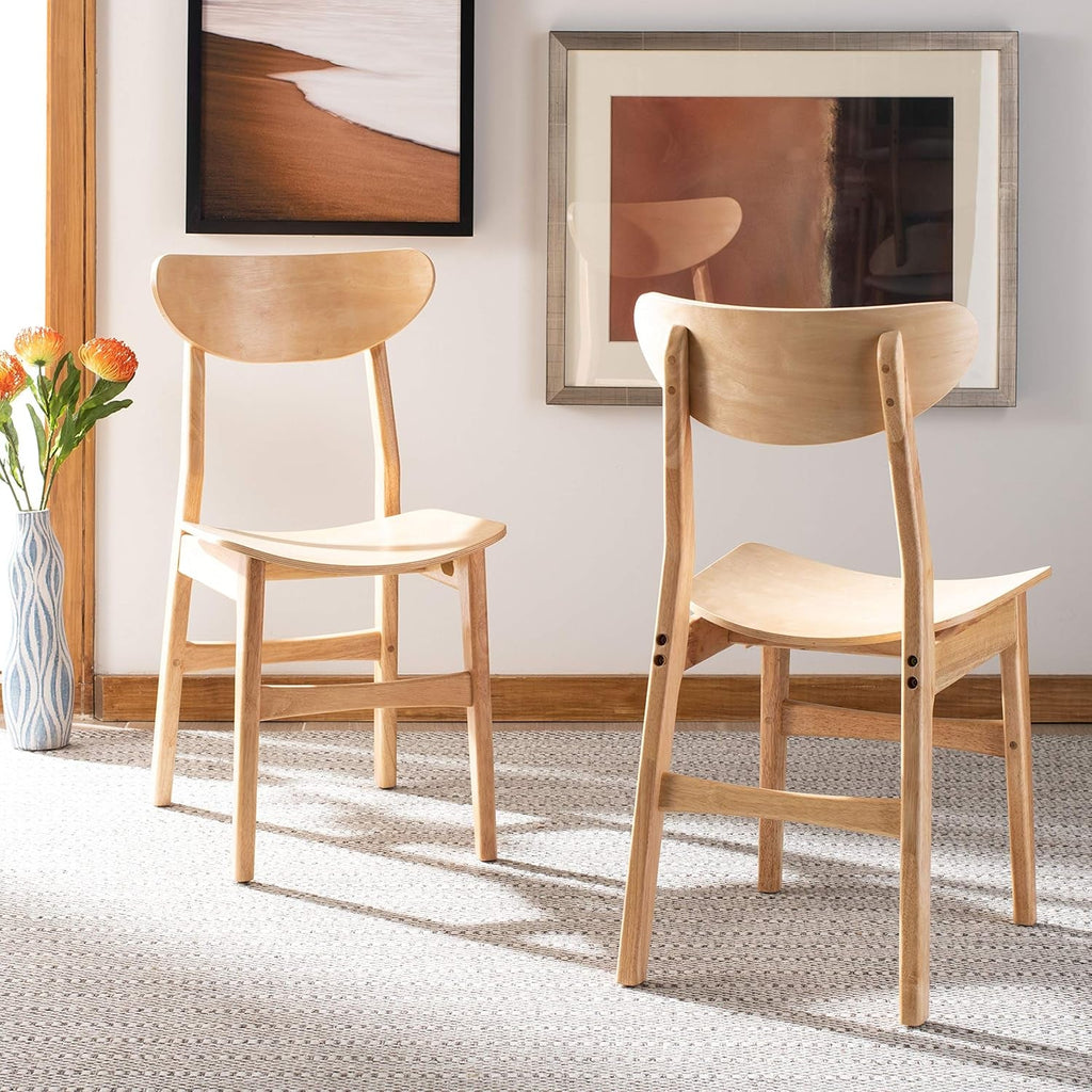 Dining Chairs Set Natural Wood Mid Century Retro 2 Chairs