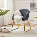 Flower Shape Velvet Armchair — Dark Gray With Golden Legs