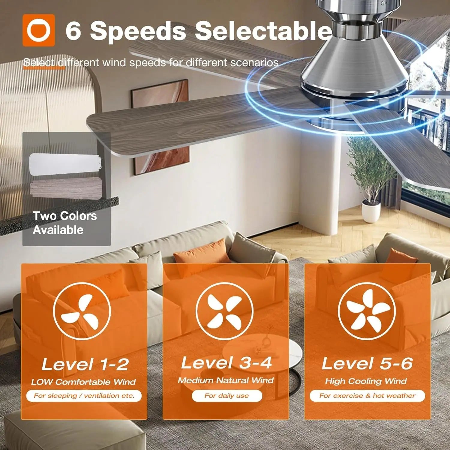 42 Inch Ceiling Fan With Dimmable LED Light – Remote Control