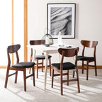 Walnut Finish Dining Chairs With Black Cushions Set Of 2