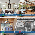 52 Inch Low Profile Ceiling Fan With Remote Indoor Outdoor