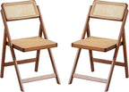 Rattan Folding Dining Chairs Set Of 2 Walnut Indoor Outdoor
