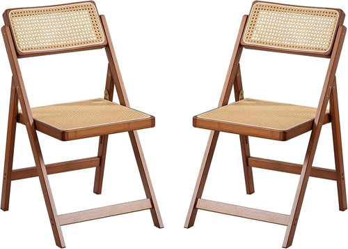 Rattan Folding Dining Chairs Set Of 2 Walnut Indoor Outdoor