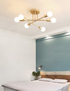 Gold 6-Light Sputnik Chandelier With LED Bulbs Included