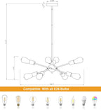 8 Lights Black And Gold Sputnik Chandelier For Dining Room
