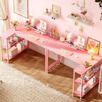 Pink L Shaped Desk 47 Inch Corner Desk For Home Office