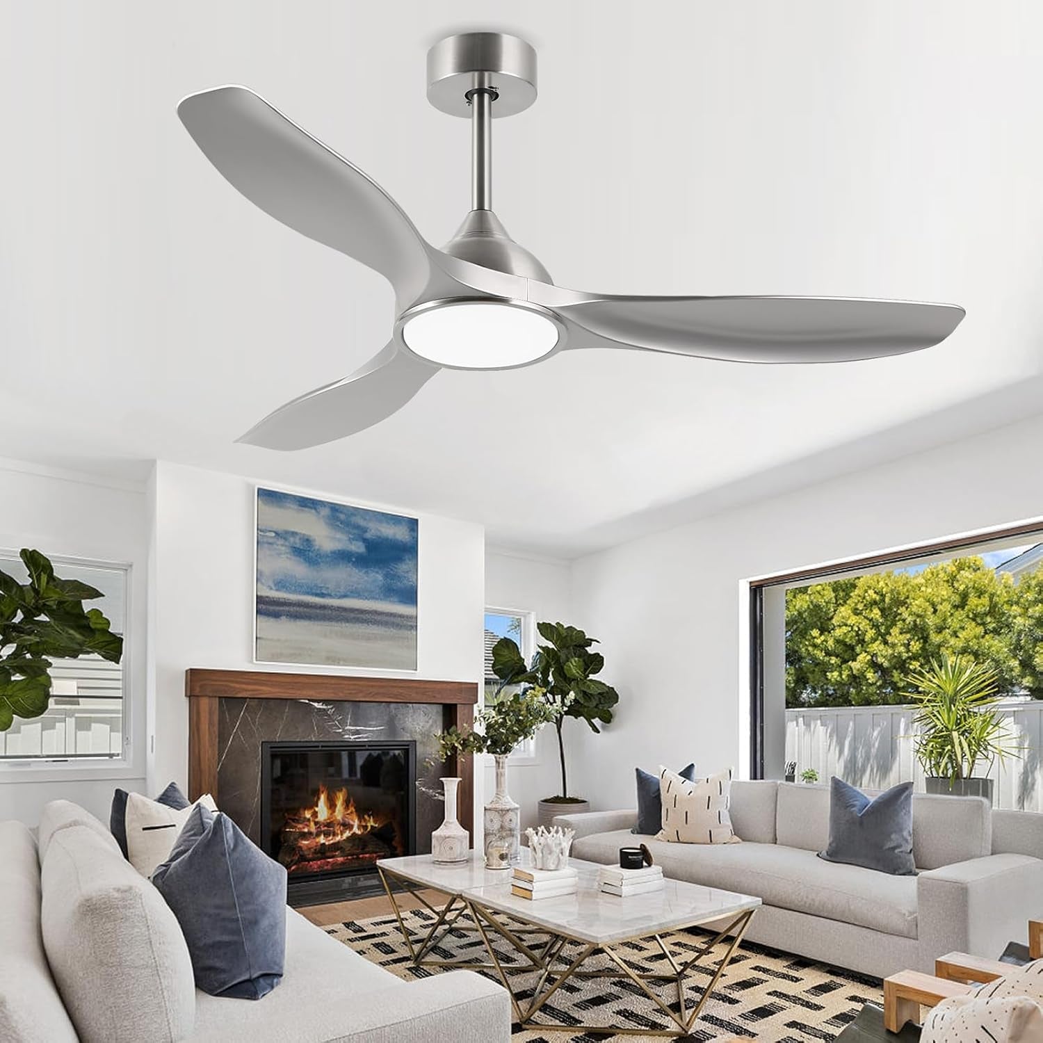 52 Inch Quiet DC Motor Ceiling Fan With LED Lights Remote Control