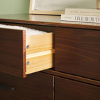 6 Drawer Solid Pine Wood Dresser With Walnut Finish