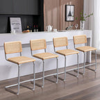 Rattan Bar Stools Set Of 4 24 Inch Yellow For Home