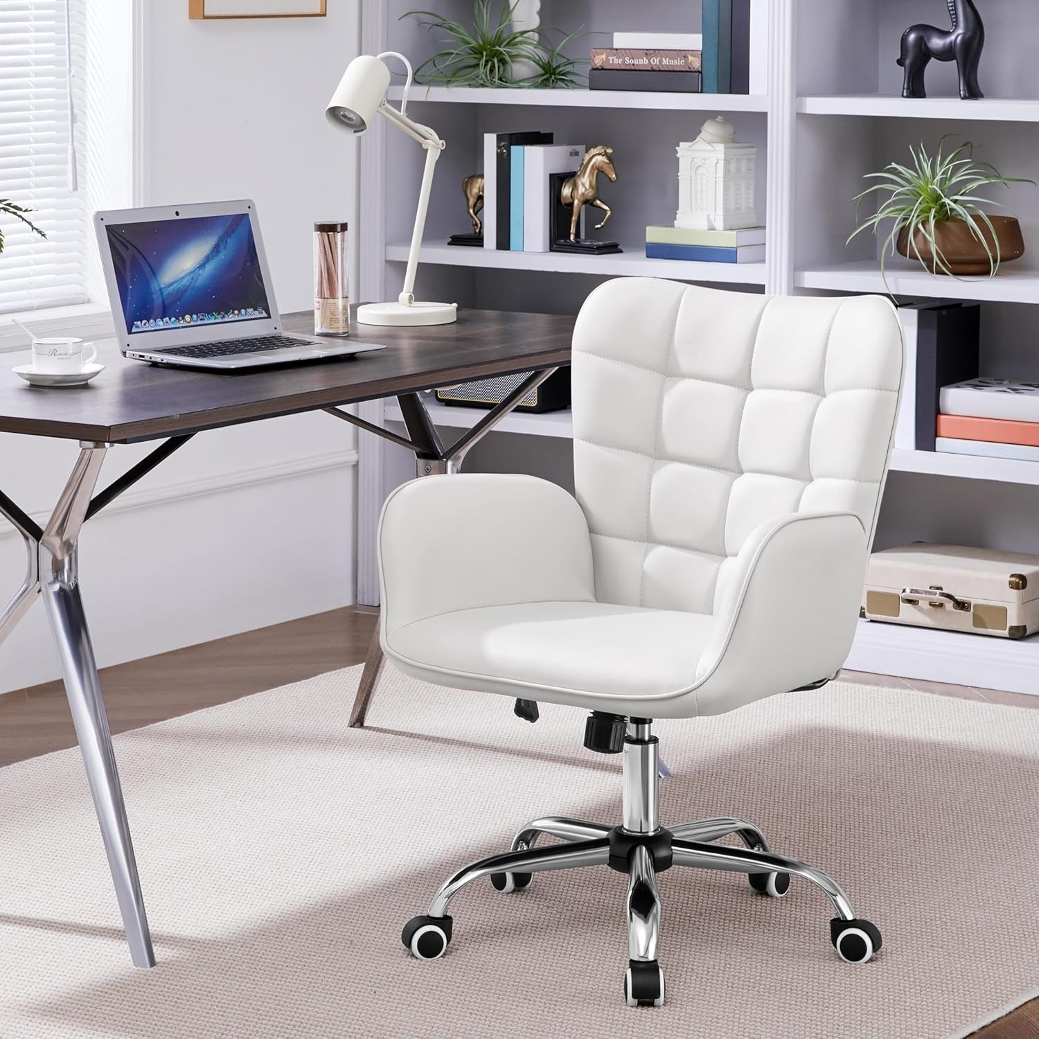 Ergonomic White Office Chair Adjustable
