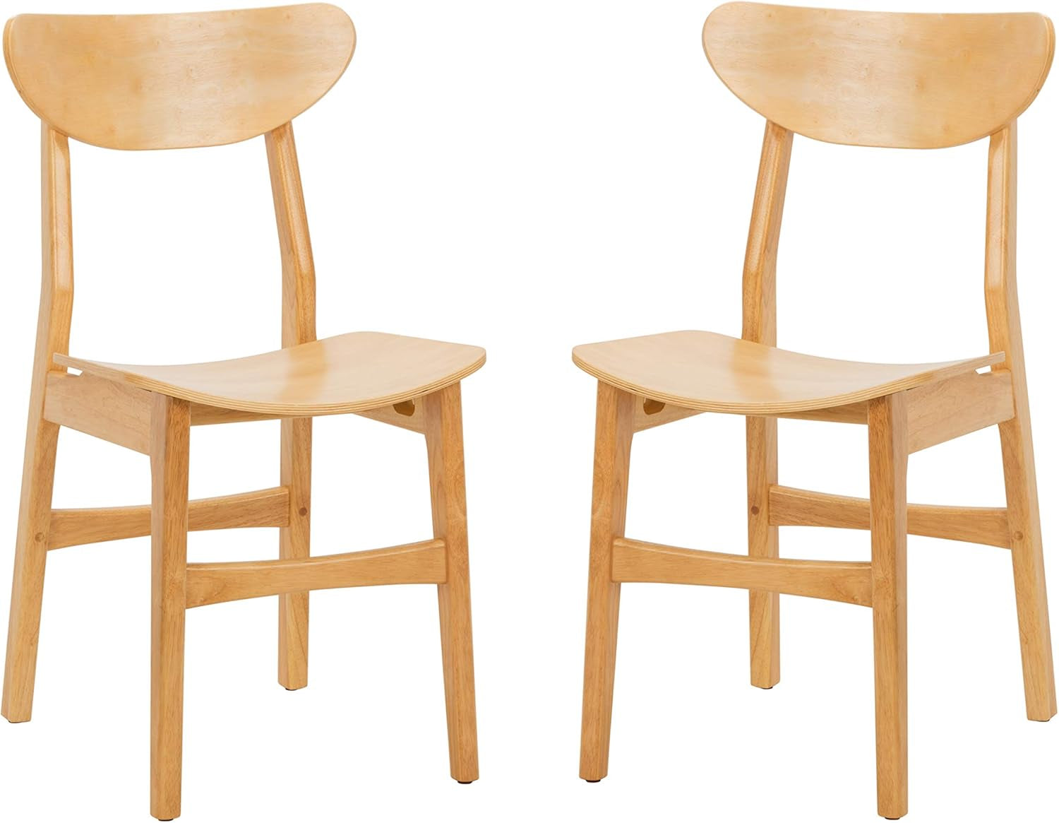 Dining Chairs Set Natural Wood Mid Century Retro 2 Chairs