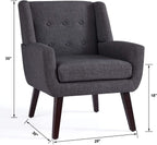 Grey Button Tufted Fabric Living Room Accent Chair