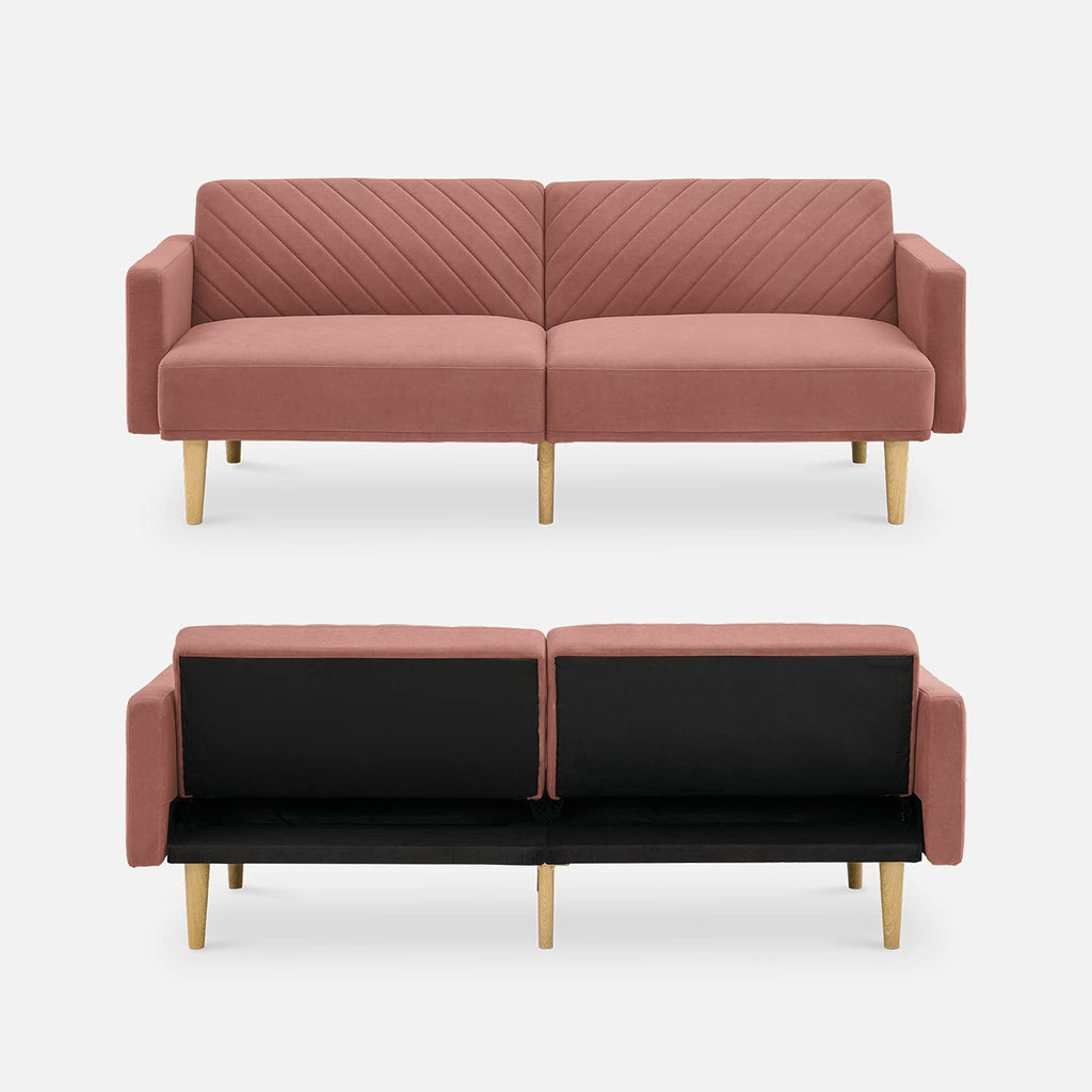 Chloe Futon Sofa Bed With Adjustable Back And Tapered Legs