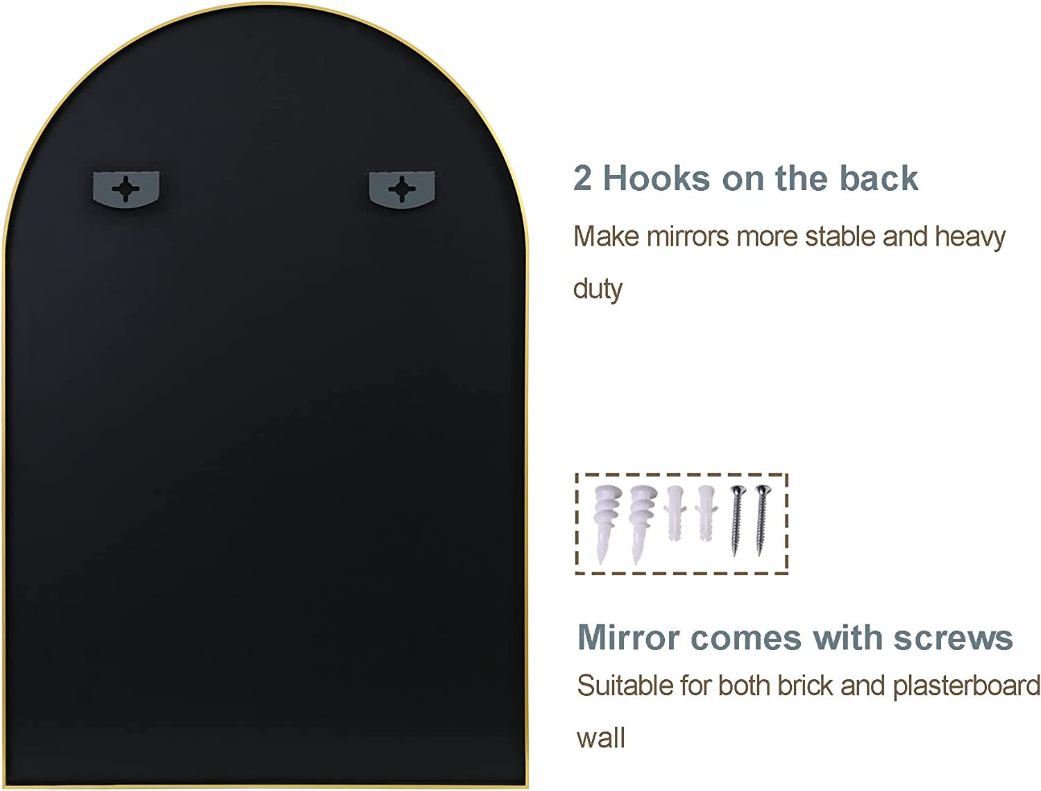 Arched Full Length Wall Mirror 24x36 Matte Black Frame